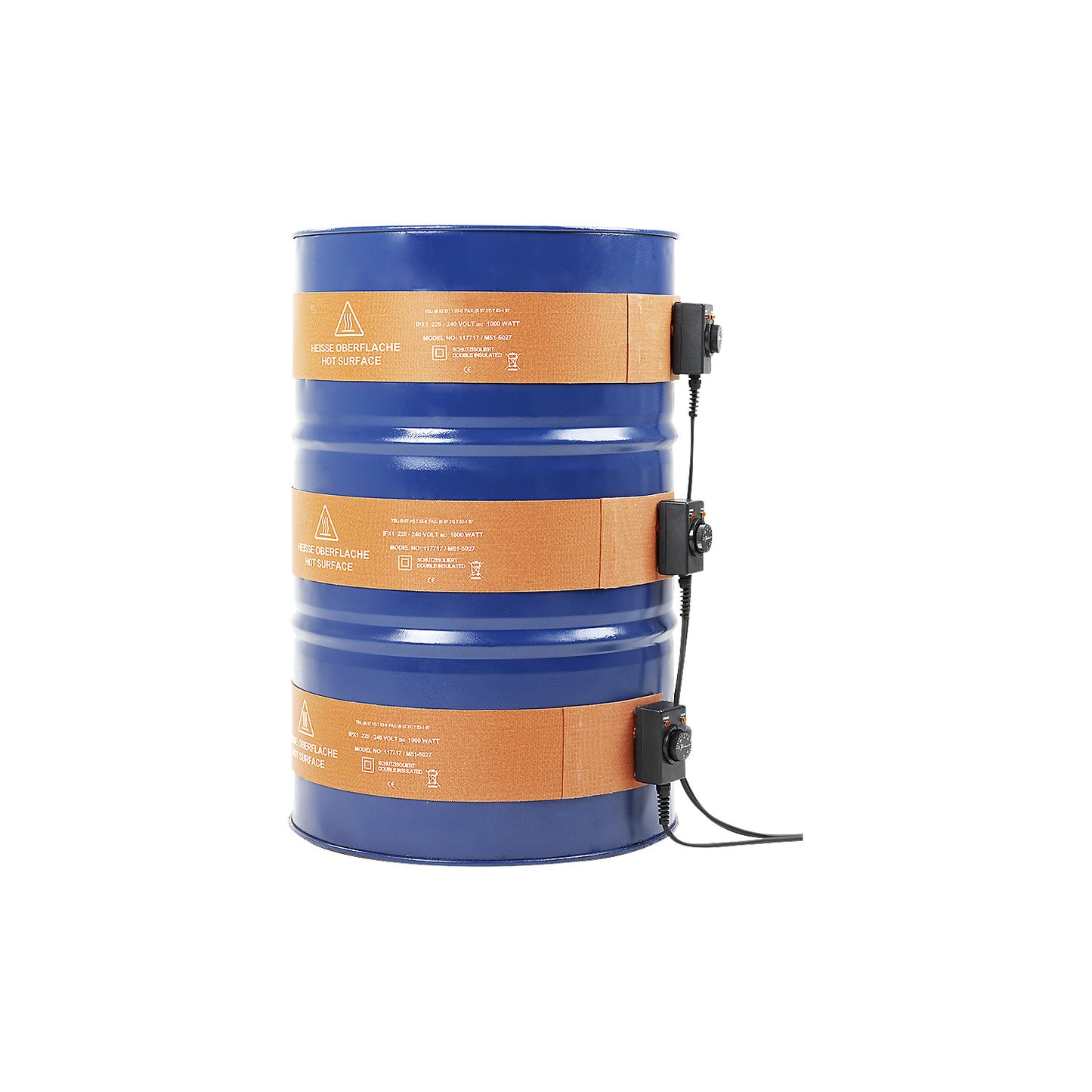 ECO drum heating belt, 200 - 220 l steel drums, 1000 W, silicone, max. 120 °C, IP40.