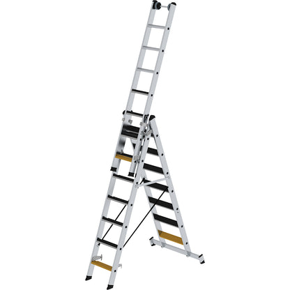 Multi-purpose step ladder, 3 sections, with beam and treads, 3 x 7 steps.