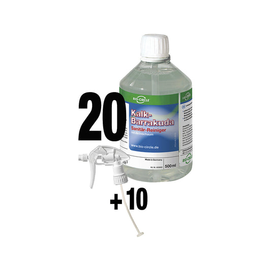 Limescale remover, pack of 20 + 10 sprayers, with active foam.