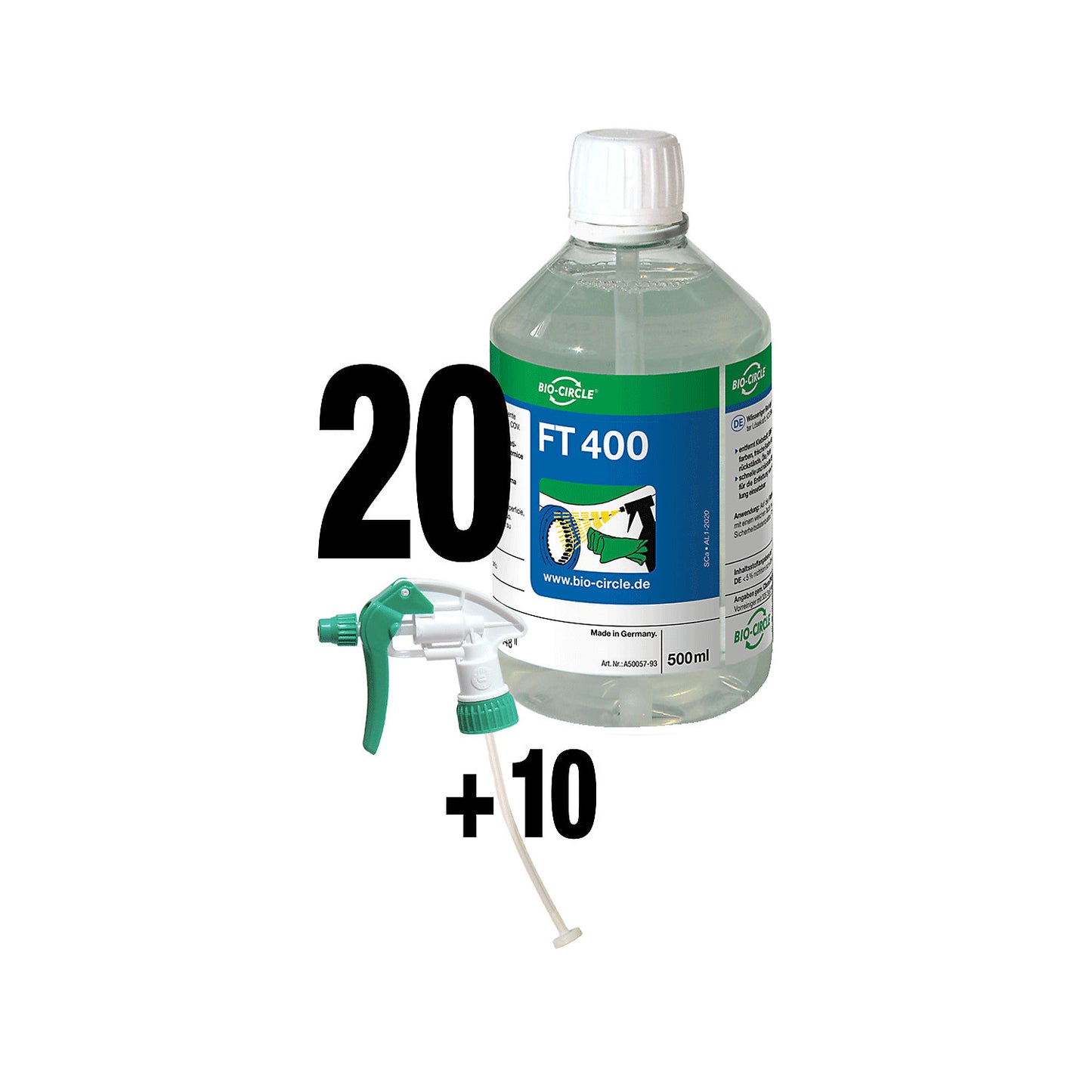 FT 400 cleaner, pack of 20 + 10 sprayers, no surfactants.