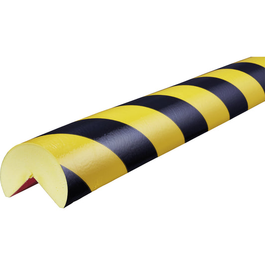 Knuffi® corner protection, type A+ SOFT, 1 m piece, black / yellow.