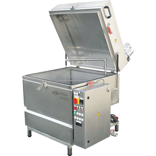 Parts washer, made of stainless steel, with high pressure spray system.