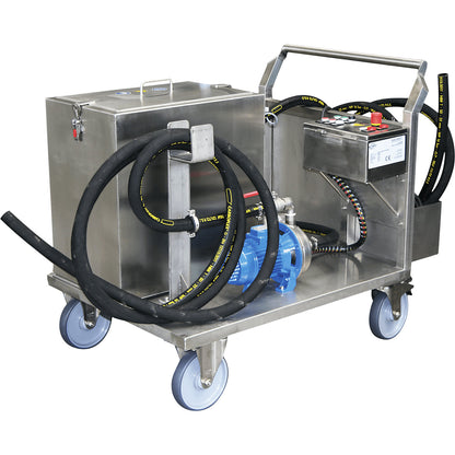 Cleaning device RWR-80 L for pipes/heat exchangers, mobile / ready for connection, with hoses resistant to acid and alkaline solutions.