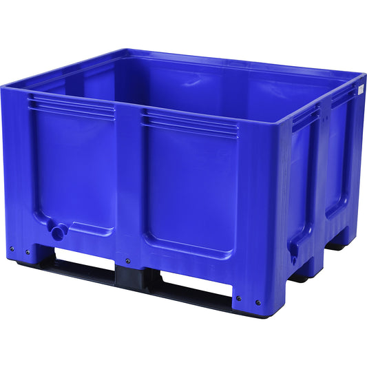 Pallet container, made of HDPE, LxWxH 1200 x 1000 x 790 mm, 3 runners, closed, blue.