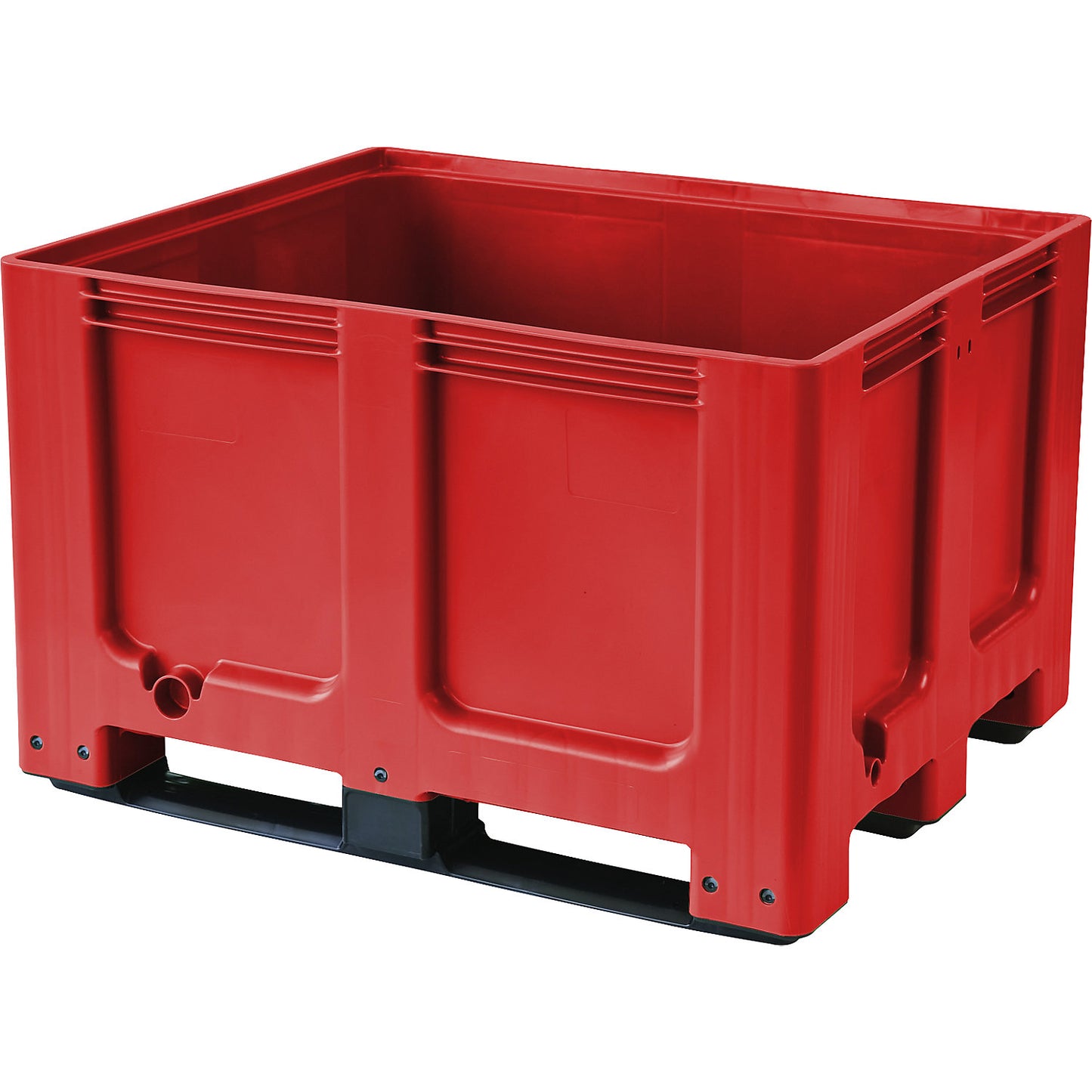 Pallet container, made of HDPE, LxWxH 1200 x 1000 x 790 mm, 3 runners, closed, red.