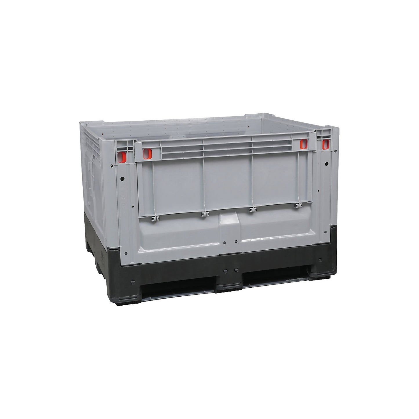 Pallet container, folding, LxWxH 1200 x 1000 x 800 mm, 3 runners, closed, grey/black.