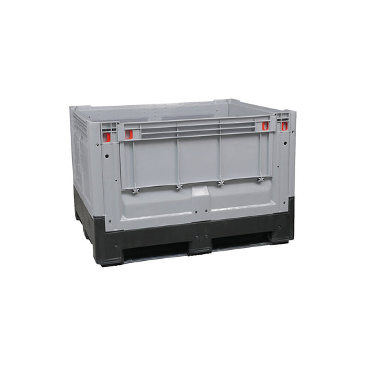 Pallet container, folding, LxWxH 1200 x 1000 x 800 mm, 3 runners, closed, grey/black.