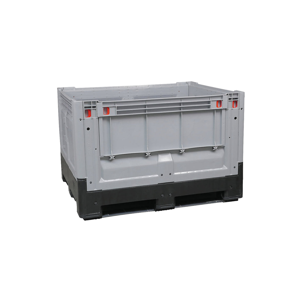 Pallet container, folding, LxWxH 1200 x 1000 x 800 mm, 3 runners, closed, grey/black.