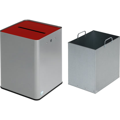 Data protection paper collector, 43 l, GDPR compliant, silver / red.