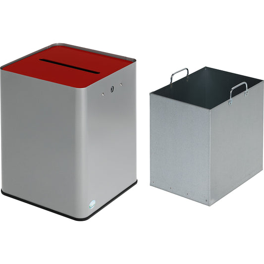 Data protection paper collector, 43 l, GDPR compliant, silver / red.