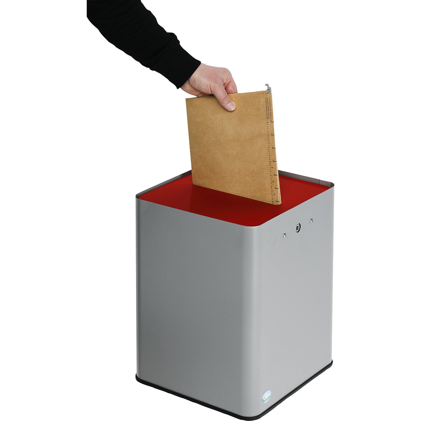 Data protection paper collector, 43 l, GDPR compliant, silver / red.