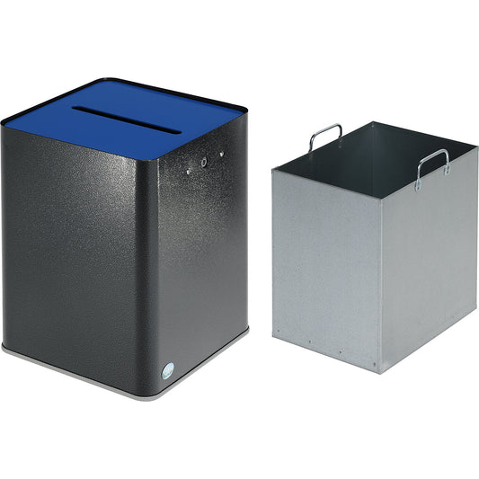 Data protection paper collector, 43 l, GDPR compliant, antique silver / blue.