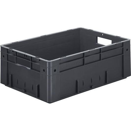 ESD heavy duty EURO-size container, made of polypropylene, LxWxH 600 x 400 x 210 mm, pack of 2.
