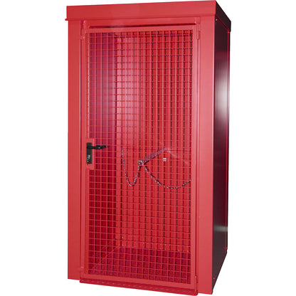 Gas cylinder container, fire resistant, for 9 cylinders with Ø 230 mm, red.