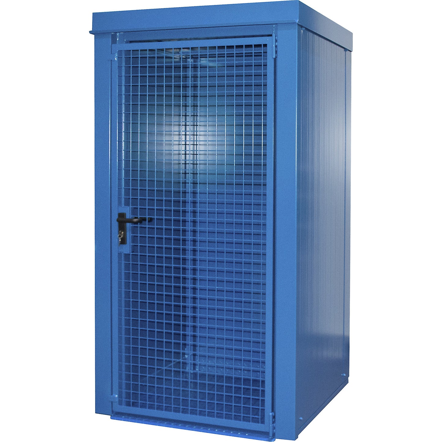 Gas cylinder container, fire resistant, for 9 cylinders with Ø 230 mm, blue.