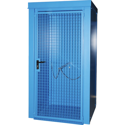 Gas cylinder container, fire resistant, for 9 cylinders with Ø 230 mm, blue.