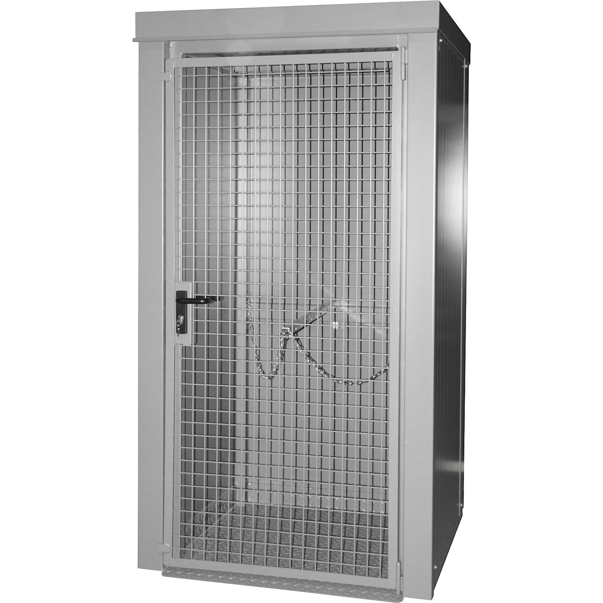 Gas cylinder container, fire resistant, for 9 cylinders with Ø 230 mm, grey.