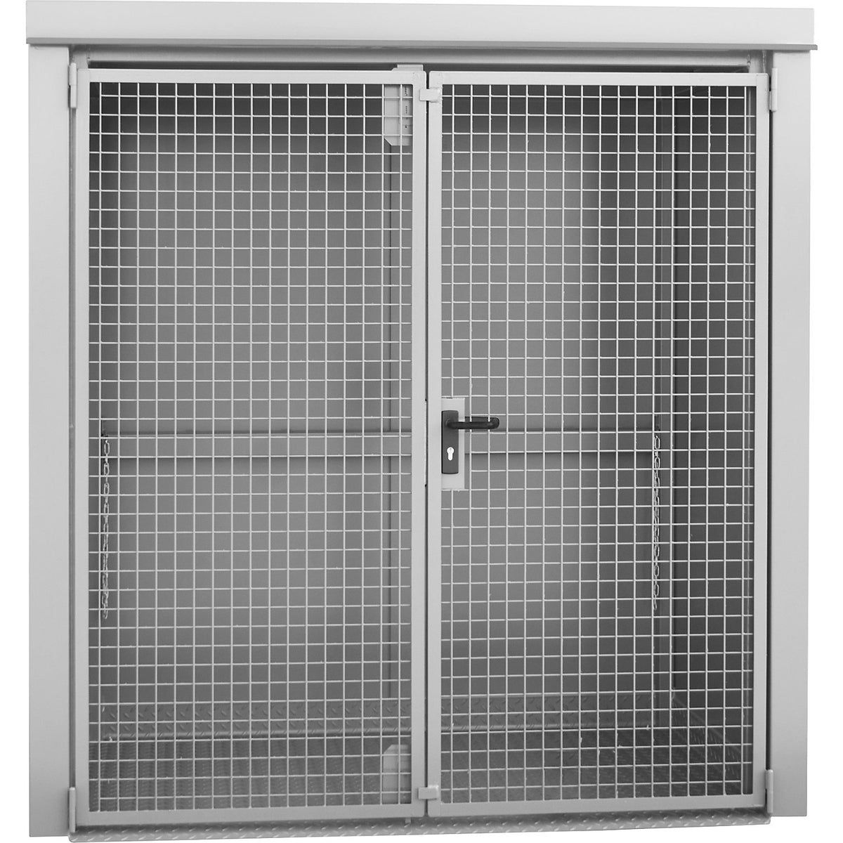 Gas cylinder container, fire resistant, for 28 cylinders with Ø 230 mm, grey.
