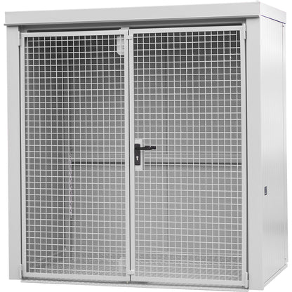 Gas cylinder container, fire resistant, for 28 cylinders with Ø 230 mm, grey.