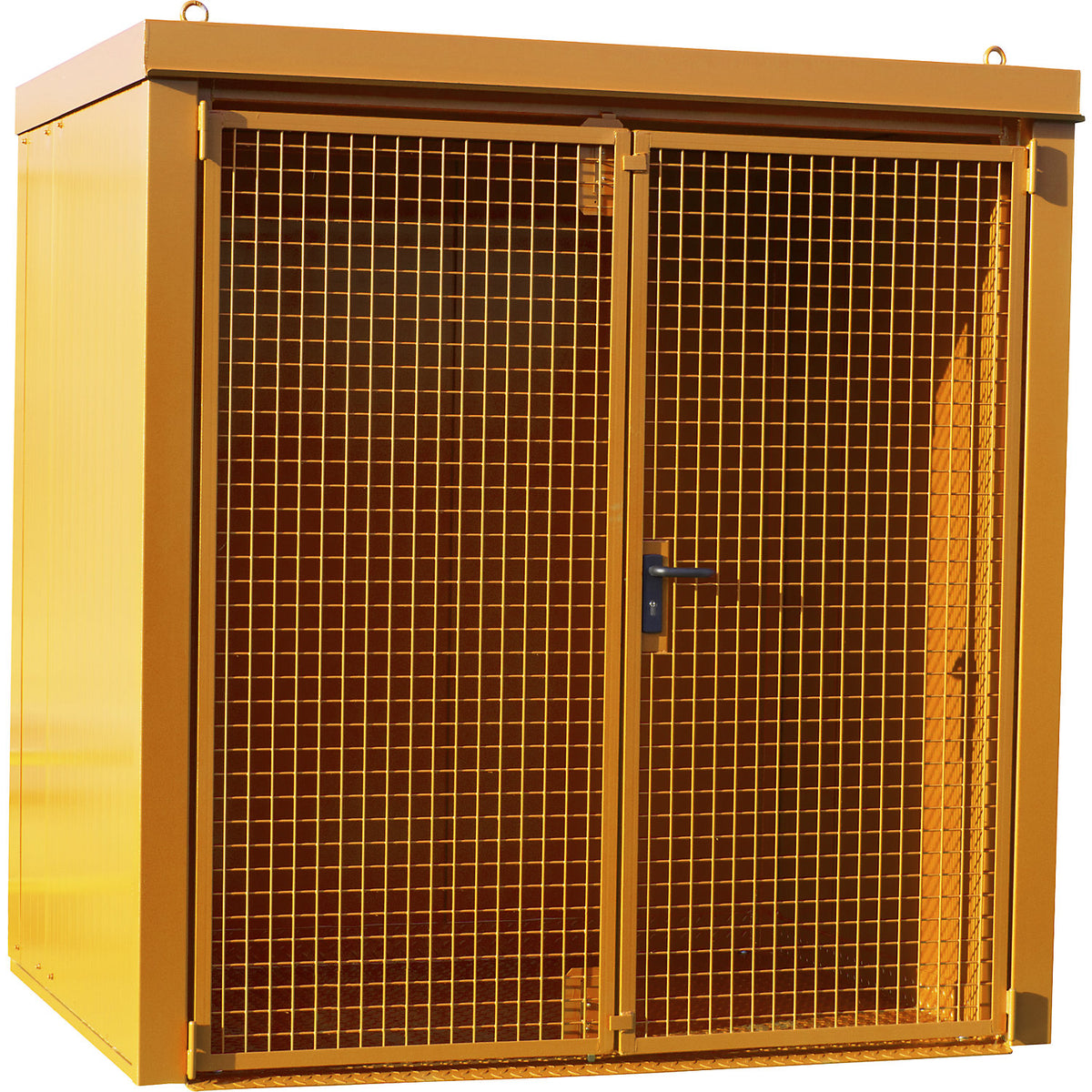 Gas cylinder container, fire resistant, for 35 cylinders with Ø 230 mm, orange.