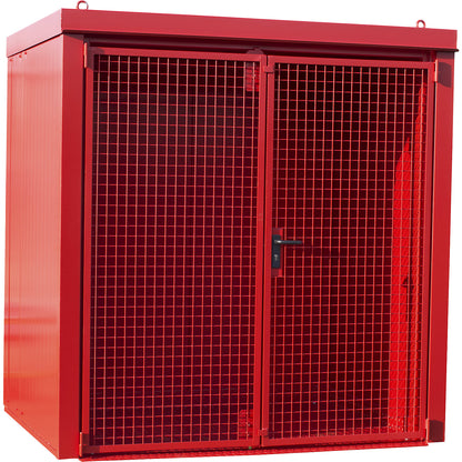 Gas cylinder container, fire resistant, for 35 cylinders with Ø 230 mm, red.