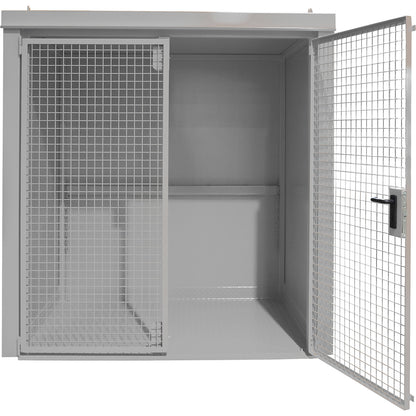 Gas cylinder container, fire resistant, for 35 cylinders with Ø 230 mm, grey.
