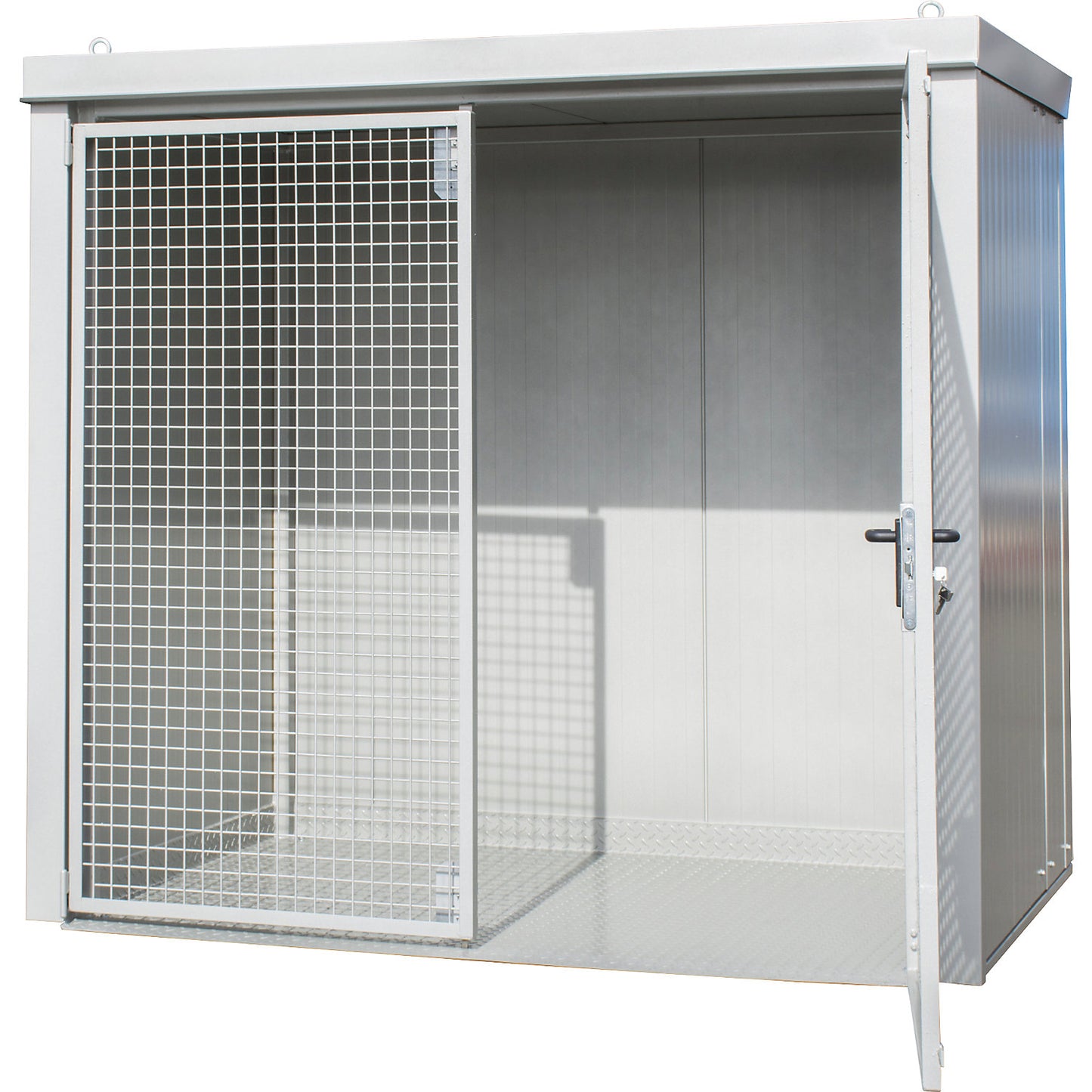 Gas cylinder container, fire resistant, for 45 cylinders with Ø 230 mm, white.