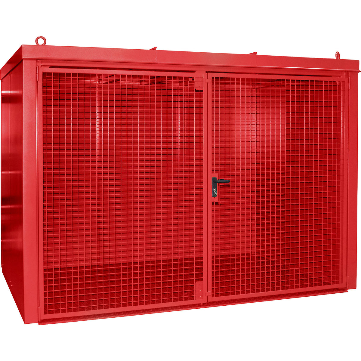 Gas cylinder container, fire resistant, for 60 cylinders with Ø 230 mm, red.