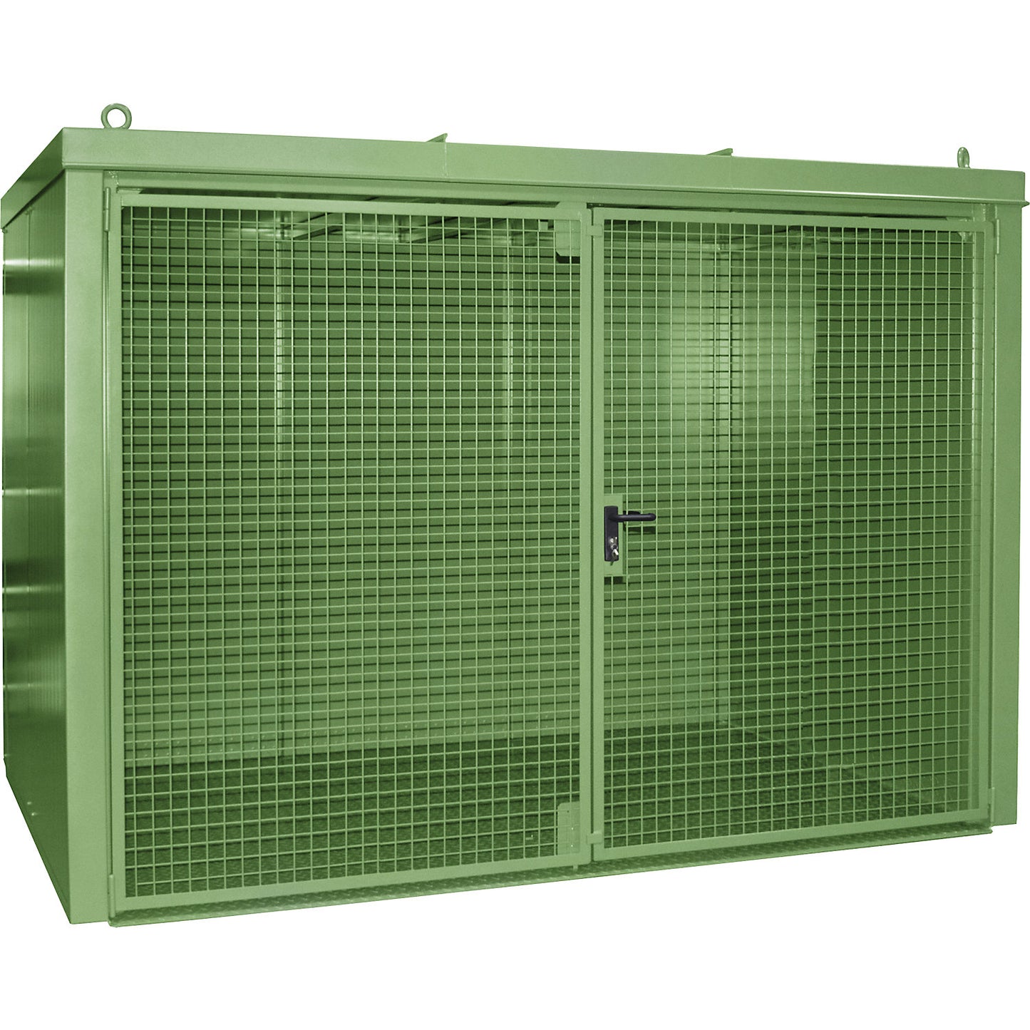Gas cylinder container, fire resistant, for 60 cylinders with Ø 230 mm, green.