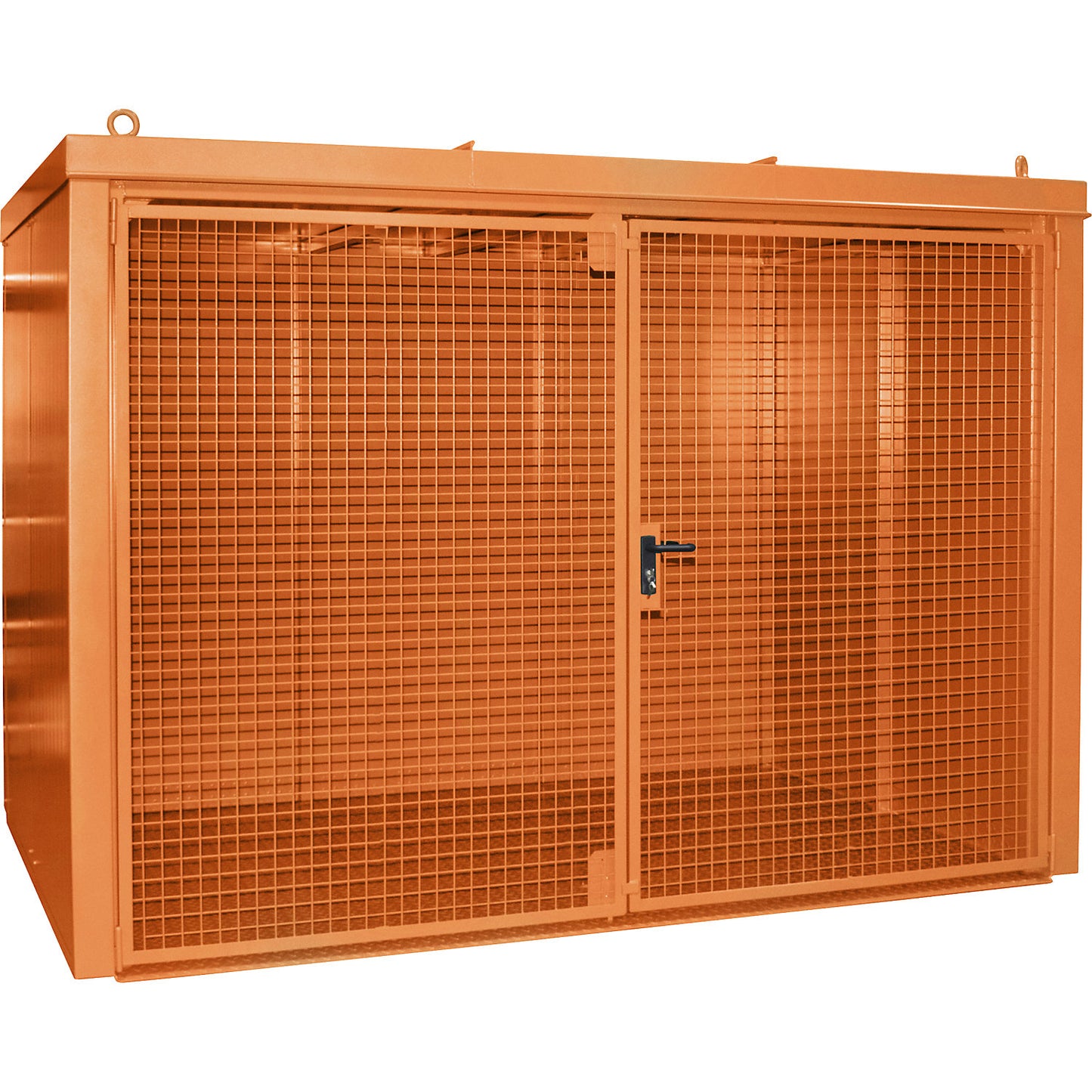 Gas cylinder container, fire resistant, for 96 cylinders with Ø 230 mm, orange.
