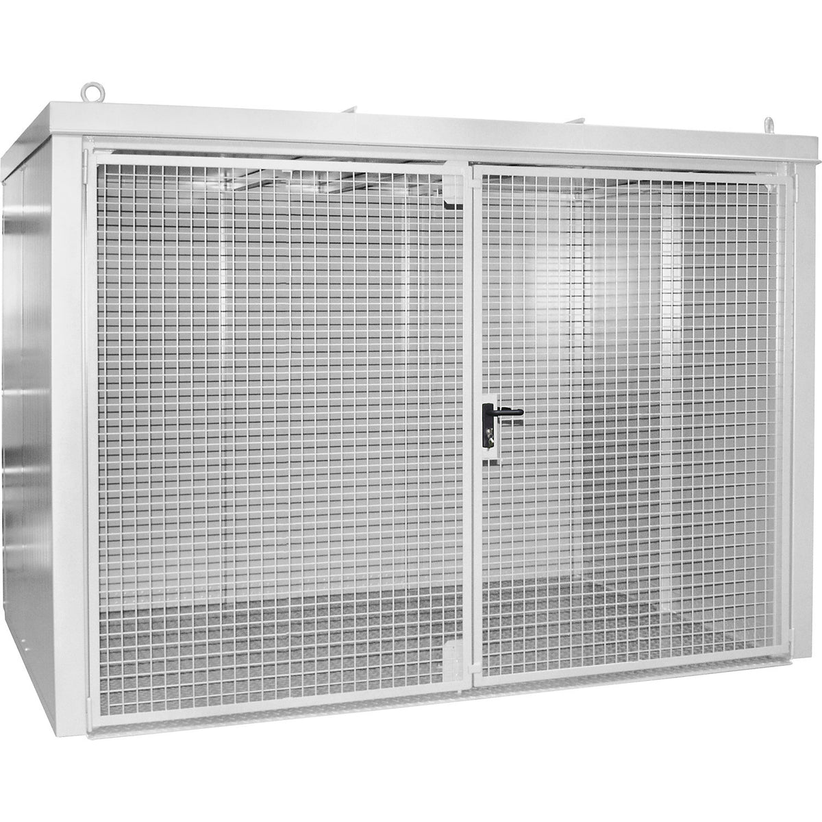 Gas cylinder container, fire resistant, for 96 cylinders with Ø 230 mm, white.