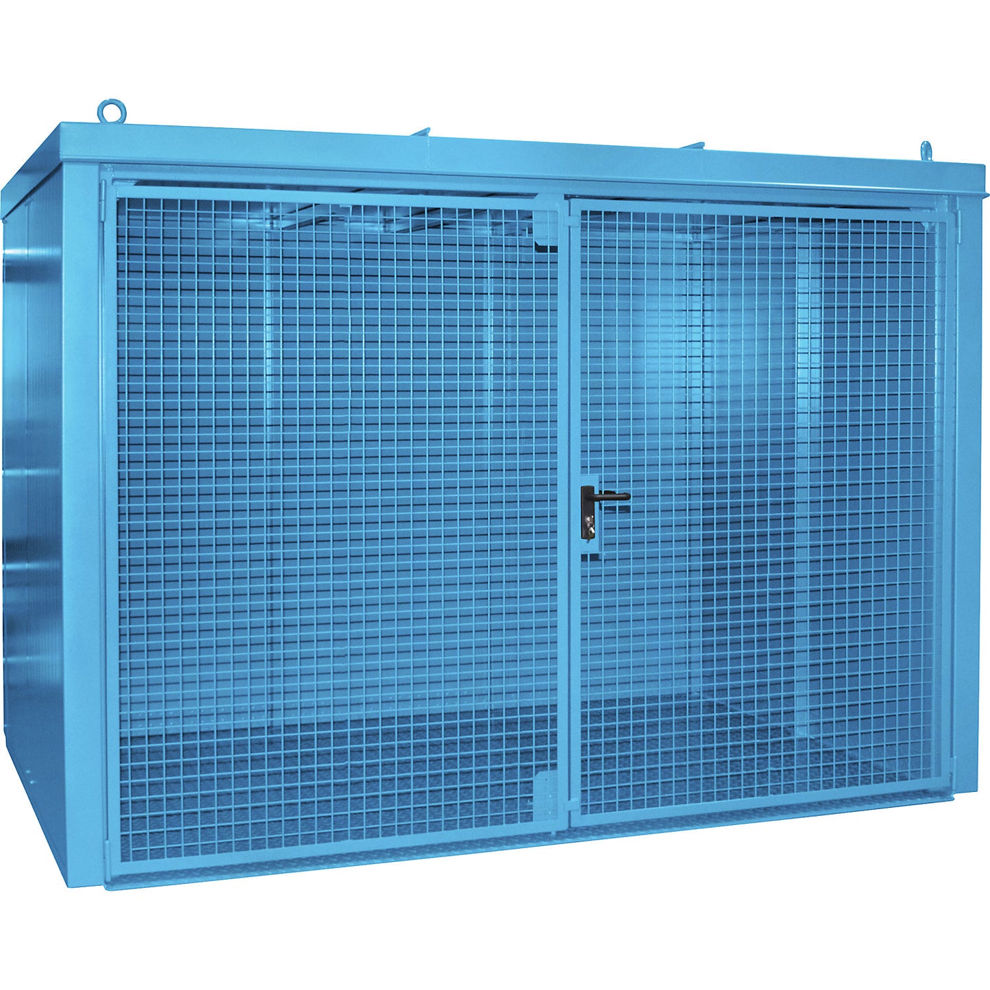 Gas cylinder container, fire resistant, for 96 cylinders with Ø 230 mm, blue.