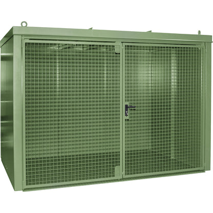 Gas cylinder container, fire resistant, for 96 cylinders with Ø 230 mm, green.