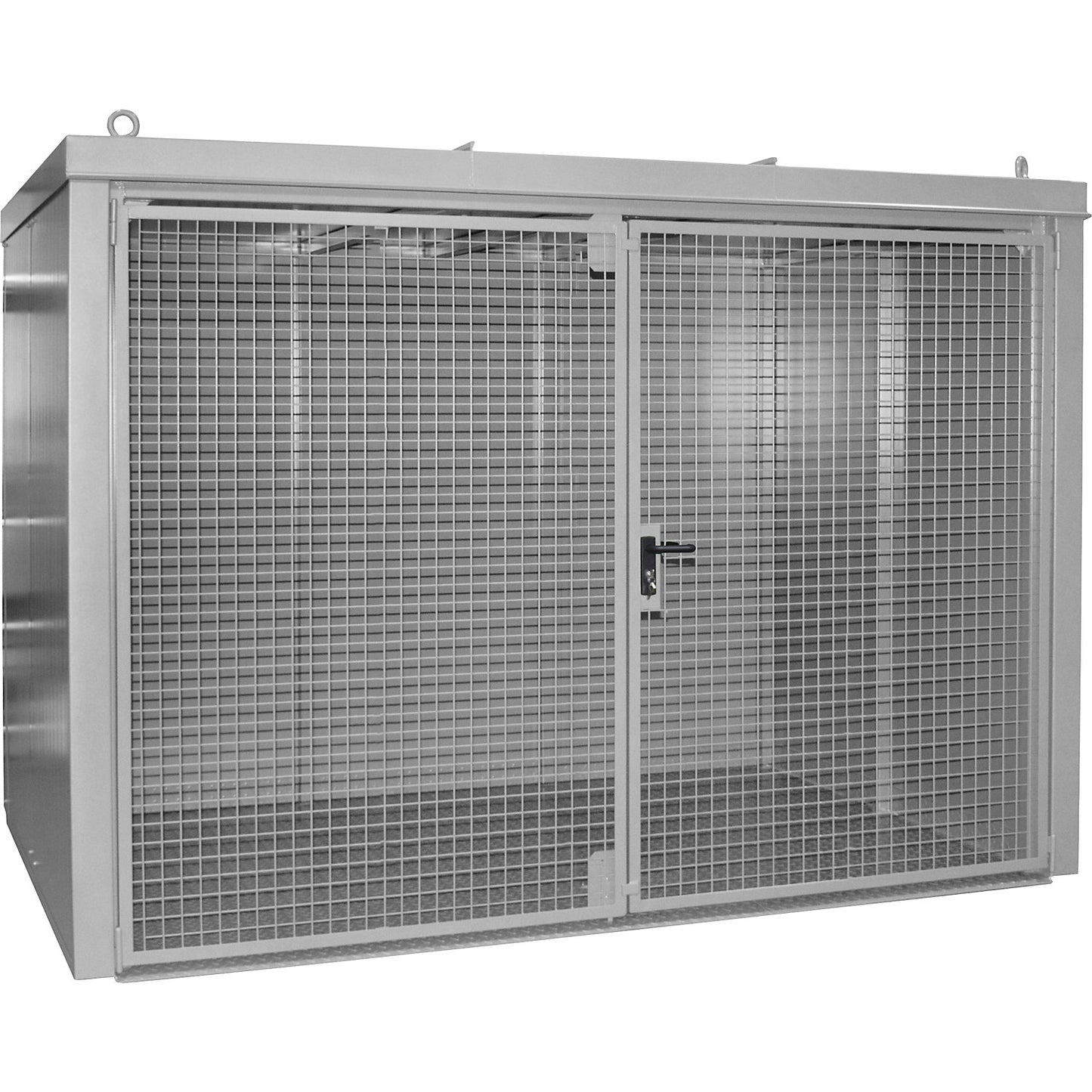 Gas cylinder container, fire resistant, for 96 cylinders with Ø 230 mm, grey.