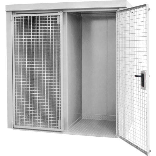 Gas cylinder container with divider, fire resistant, for 28 cylinders with Ø 230 mm, white.