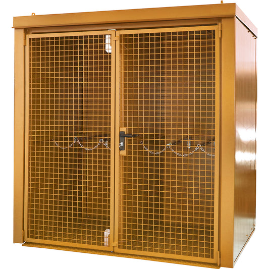 Gas cylinder container with divider, fire resistant, for 35 cylinders with Ø 230 mm, orange.