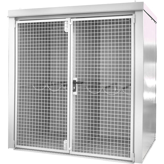 Gas cylinder container with divider, fire resistant, for 35 cylinders with Ø 230 mm, white.