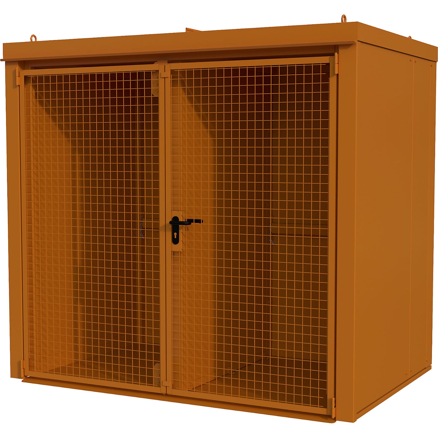 Gas cylinder container with divider, fire resistant, for 45 cylinders with Ø 230 mm, orange.