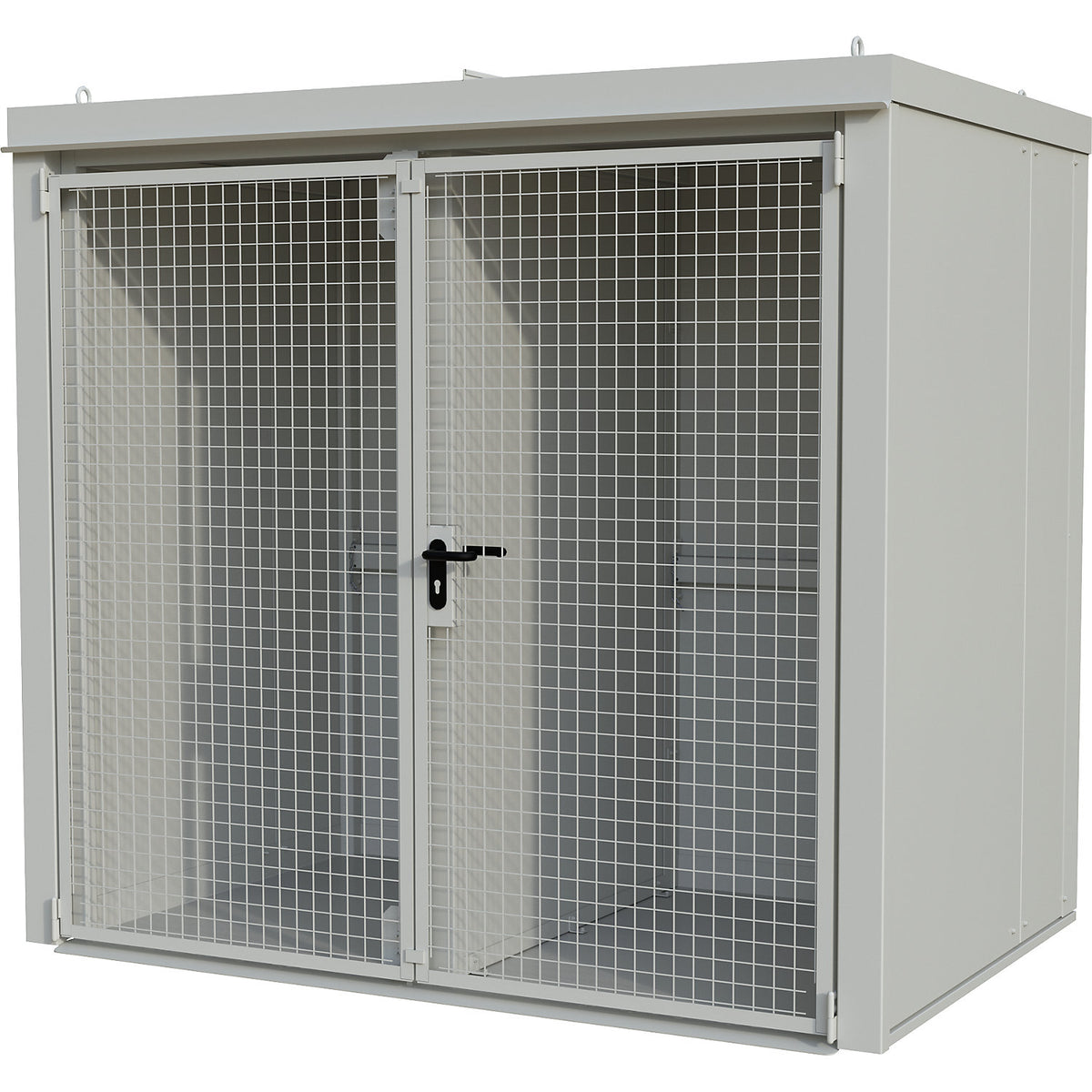 Gas cylinder container with divider, fire resistant, for 45 cylinders with Ø 230 mm, white.