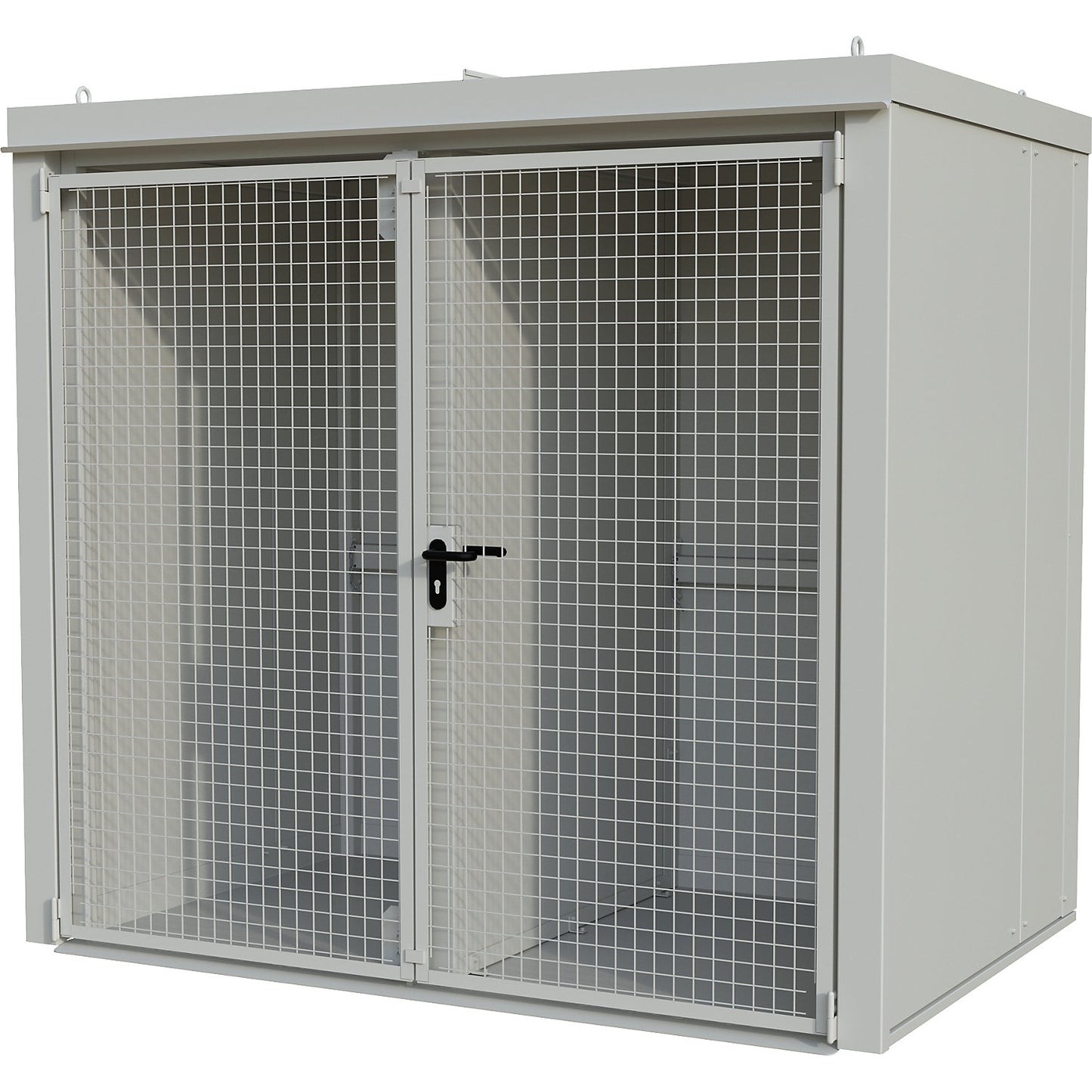 Gas cylinder container with divider, fire resistant, for 45 cylinders with Ø 230 mm, white.