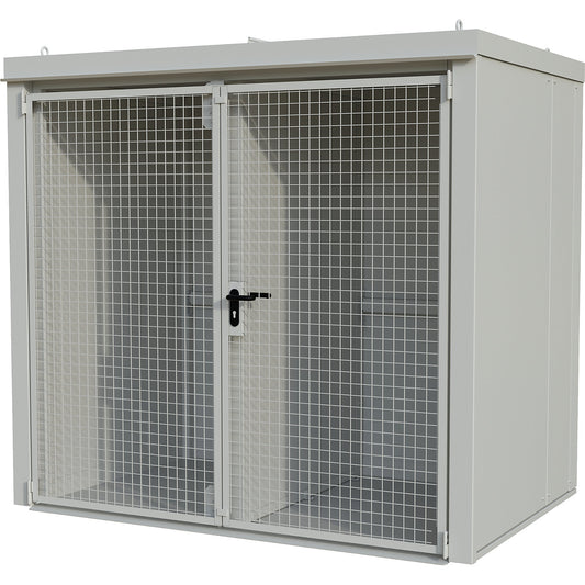 Gas cylinder container with divider, fire resistant, for 45 cylinders with Ø 230 mm, white.