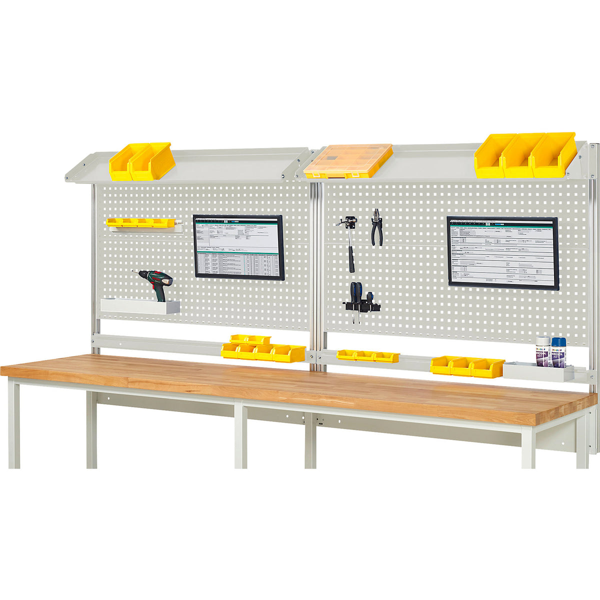 Complete modular system set 2, for workbench, width 3000 mm.