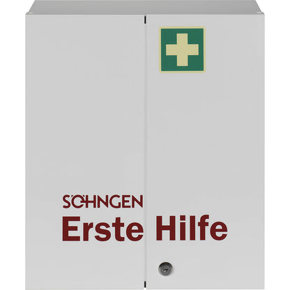 First aid cupboard, DIN 13169, double door, white, HxWxD 462 x 404 x 170 mm, without contents.