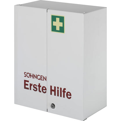 First aid cupboard, DIN 13169, double door, white, HxWxD 462 x 404 x 170 mm, without contents.