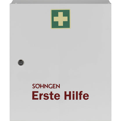 First aid cupboard, DIN 13157, without contents, white, depth 112 mm, HxW 462 x 402 mm.