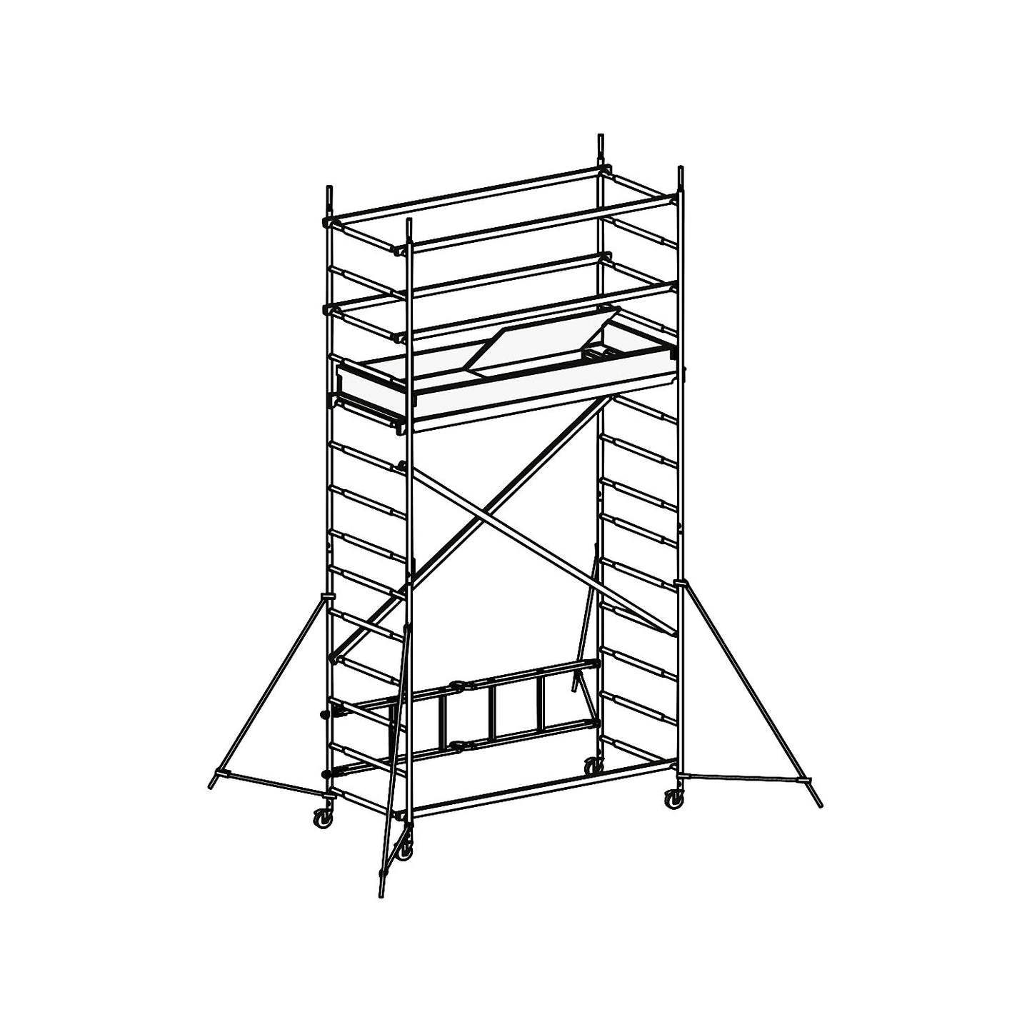 ALUPRO CONCEPT modular access tower, modules 1+2, standing height 2.65 m, platform length 1.58 m.