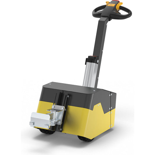 TAKKTOR T1000 electric tow truck, flex coupling for roll container, rechargeable battery, charger.