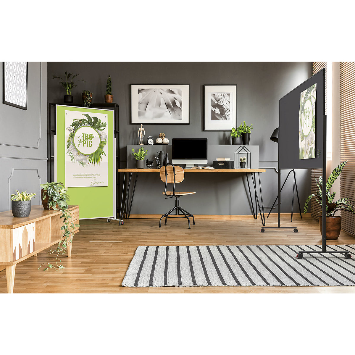 VarioPin designer presentation board, board size 1800 x 1000 mm, felt, green.