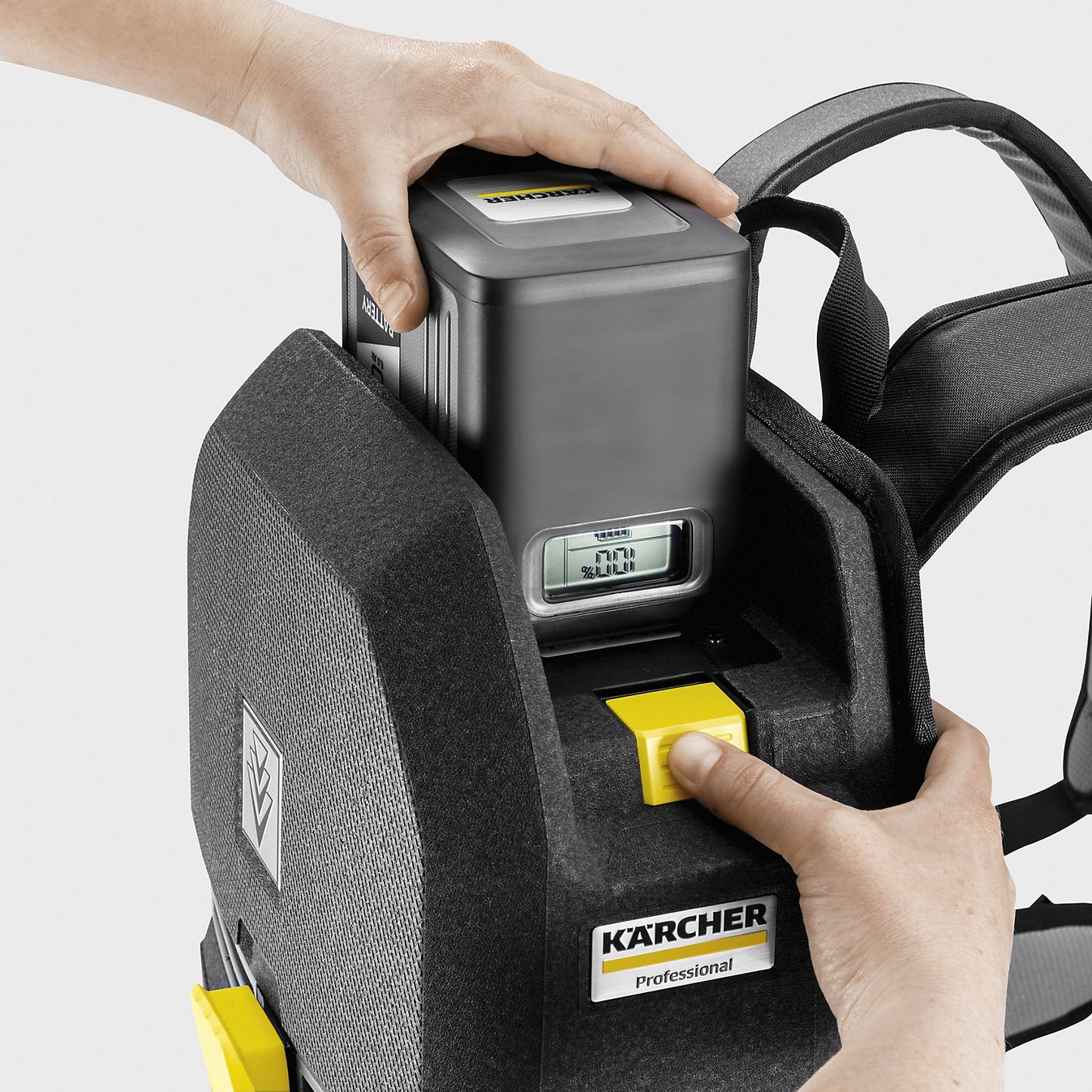 Rechargeable backpack vacuum cleaner, BVL 5/1 Bp, battery powered.