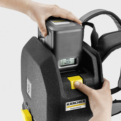 Rechargeable backpack vacuum cleaner, BVL 5/1 Bp, battery powered.